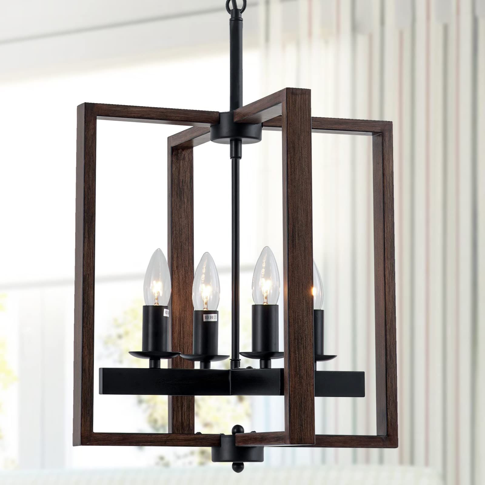 Graphite Lantern Chandeliers Inside Well Liked Amazon: Industrial Lantern Chandelier, 4 Light Vintage Rectangle Flush  Mount Ceiling Light Fixture,hand Painted Graphite Finish Farmhouse Pendant  Lighting Fixtures For Living Room Kitchen Island Foyer Hallway : Everything  Else (View 2 of 10)