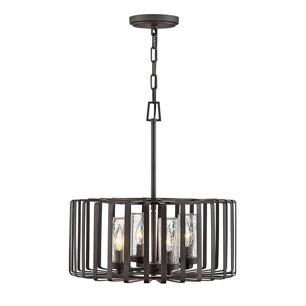 Graphite Lantern Chandeliers With Trendy Hinkley Reid 4 Light Brushed Graphite Low Voltage Outdoor Single Tier  Chandelier 29504bgr Lv – The Home Depot (View 10 of 10)