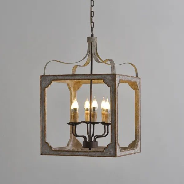 Gray Wash Lantern Chandeliers Within Trendy Rustic 6 Light Square Lantern Chandelier Metal And Wood In Antique Grey &  Antique Gold Homary (View 3 of 10)