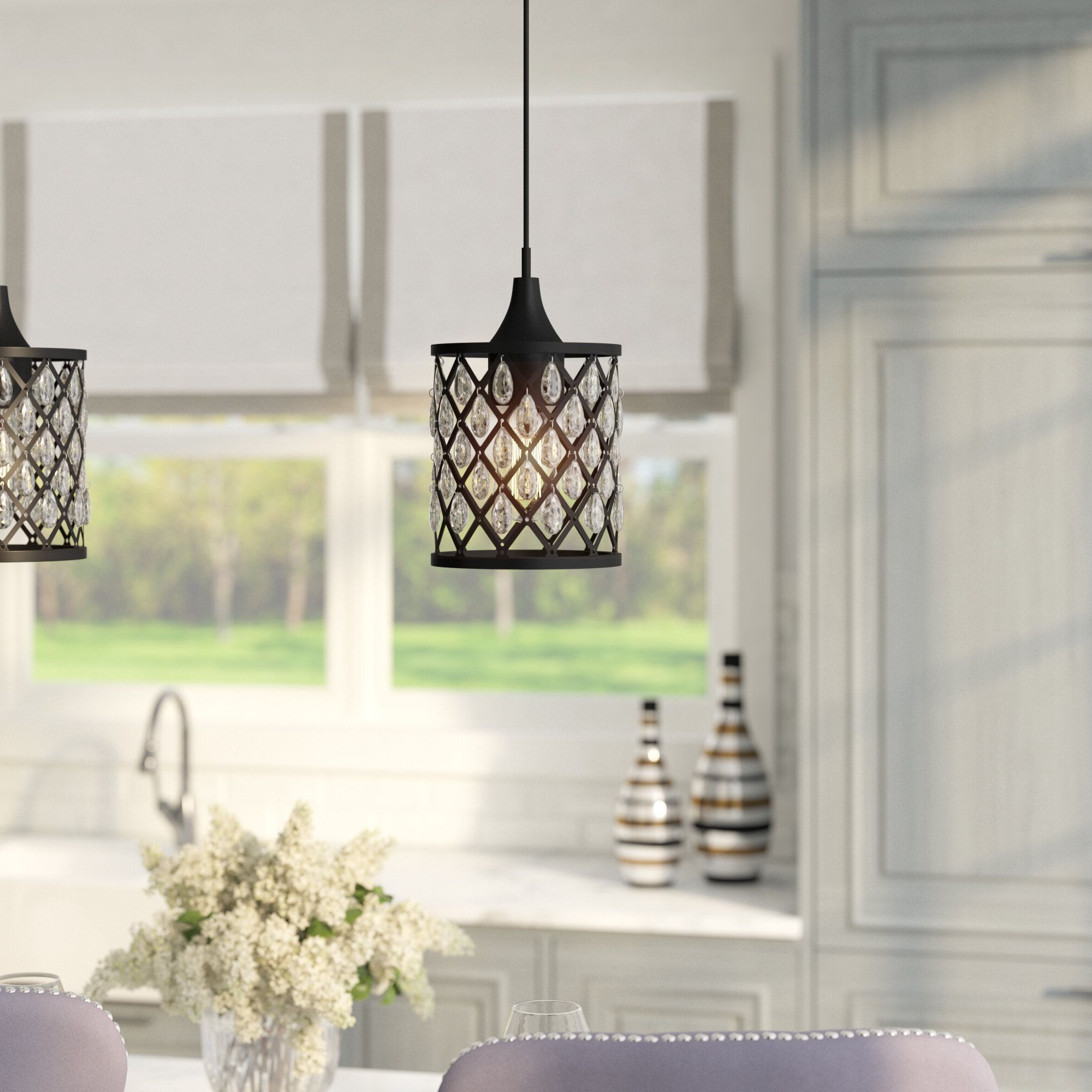 House Of Hampton® Leavitt 1 – Light Lantern Drum Pendant With Crystal  Accents & Reviews (View 7 of 10)
