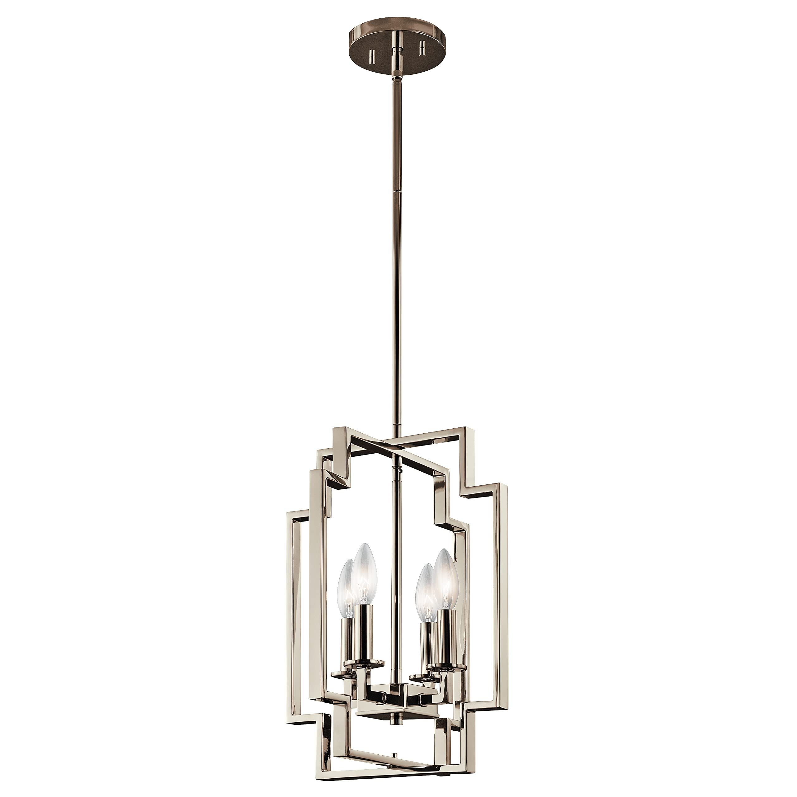 Kichler Downtown Deco 17" 4 Light Foyer Pendant In Polished Nickel – –  Amazon With Well Liked Deco Polished Nickel Lantern Chandeliers (View 10 of 10)