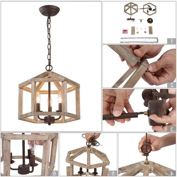 Kitchen Island Lighting Pendant,  Home Lanterns, Kitchen Island Chandelier Intended For Most Popular Handcrafted Wood Lantern Chandeliers (View 6 of 10)