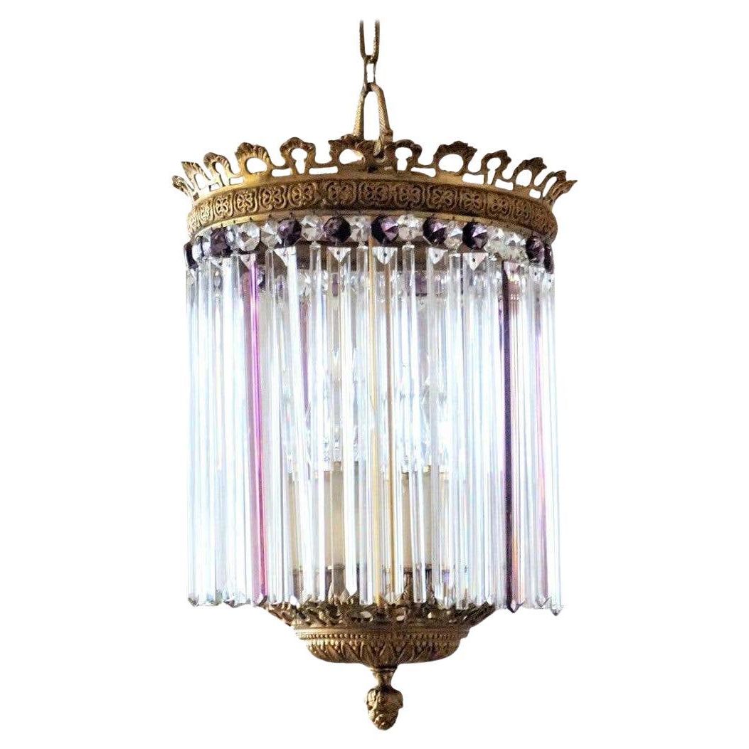Latest French Regency Gilt Bronze Crystal Prism Four Light Lantern Or Chandelier  For Sale At 1stdibs With Regard To Pearl Bronze Lantern Chandeliers (View 6 of 10)