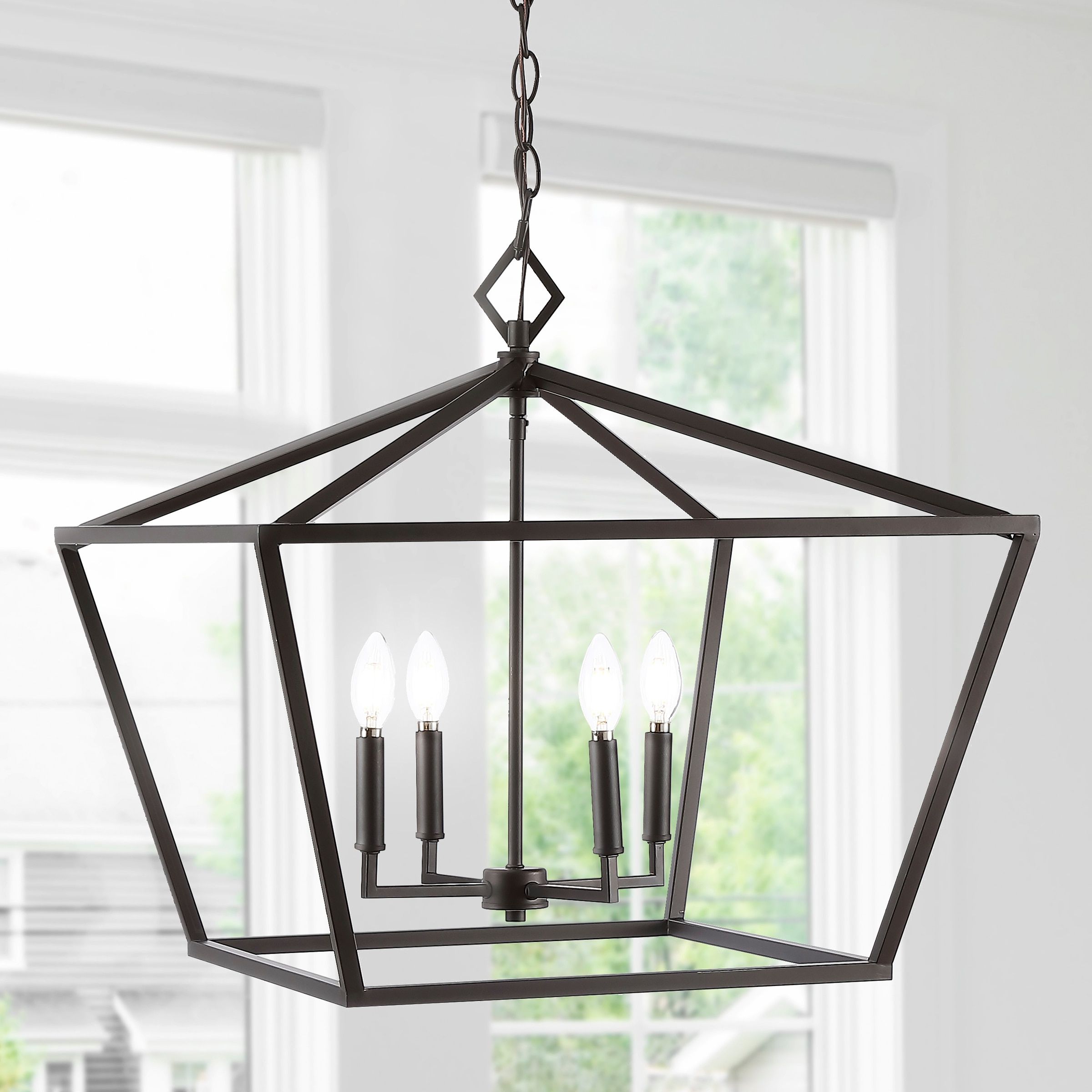 Latest Jonathan Y Gatsby Rustic French Country/cottage 4 Light Brown Farmhouse  Lantern Led Pendant Light In The Pendant Lighting Department At Lowes Intended For Cottage Lantern Chandeliers (View 10 of 10)