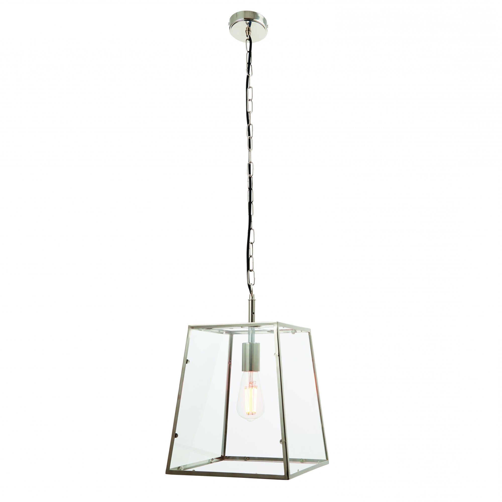 Latest Transparent Glass Lantern Chandeliers Inside Ceiling Lantern In Polished Nickel With Clear Glass (View 4 of 10)