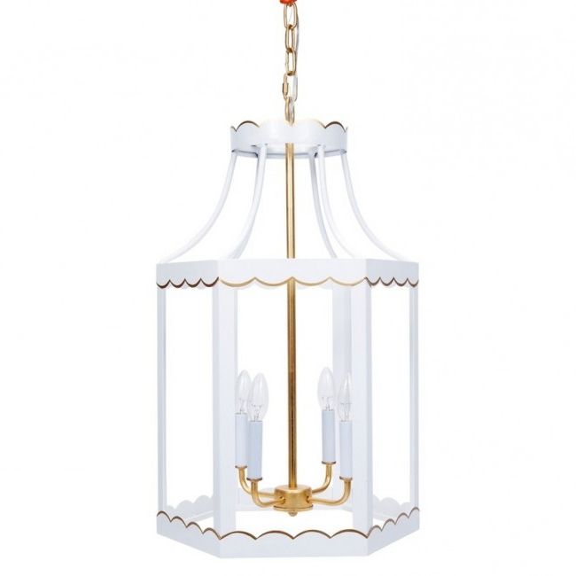 Lilly White Gold Scalloped Lantern (new) In Best And Newest White Gold Lantern Chandeliers (View 4 of 10)