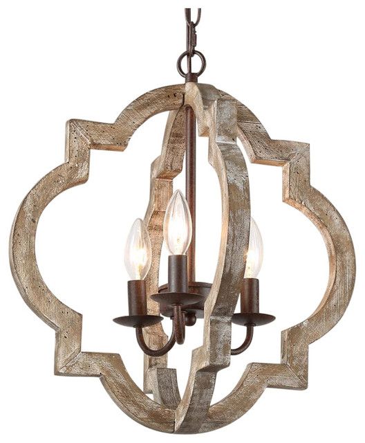Lnc 3 Light Farmhouse Lantern Distressed Rustic And Gray Wood Chandeliers –  Farmhouse – Chandeliers  Lnc Lighting (View 1 of 10)