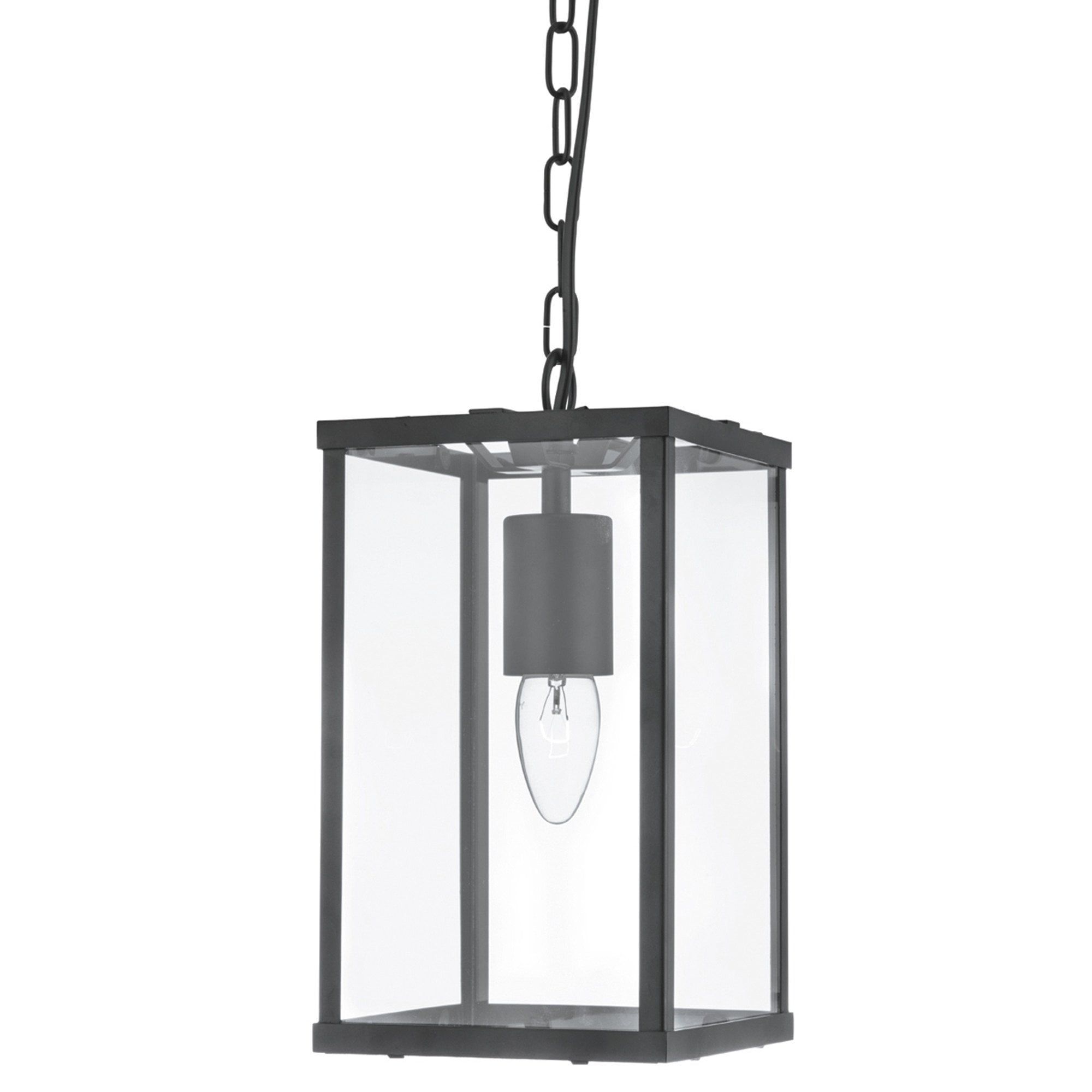 Most Current Matte Black Box Lantern Pendant With Clear Glass (View 8 of 10)