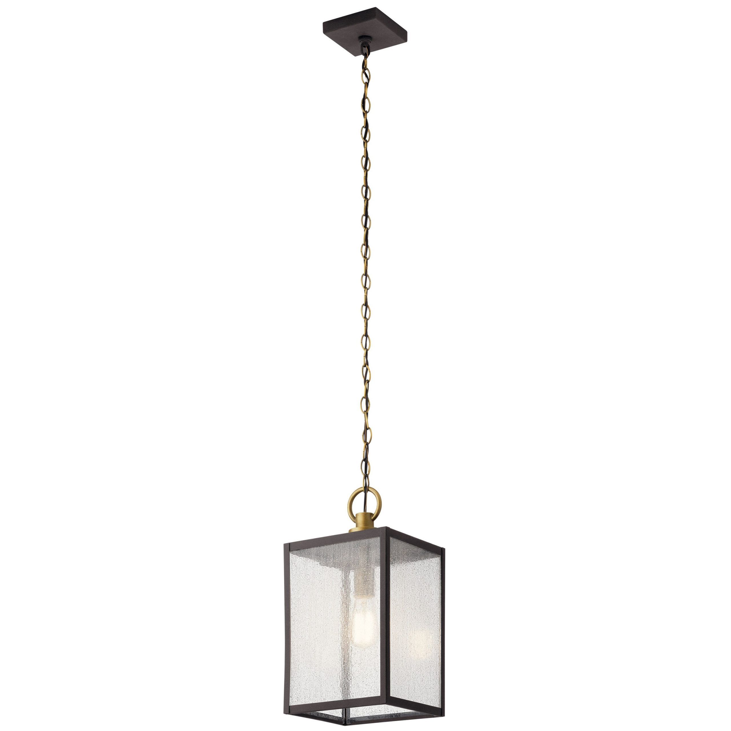 Most Popular Weathered Zinc Lantern Chandeliers With Regard To Kichler Lahden Weathered Zinc Farmhouse Textured Glass Square Outdoor  Pendant Light In The Pendant Lighting Department At Lowes (View 1 of 10)
