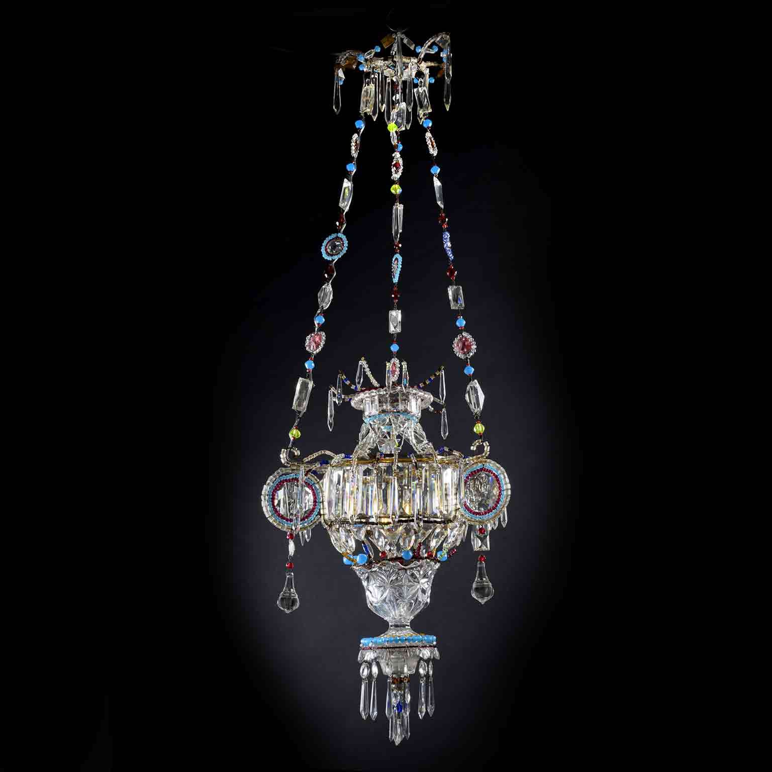 Most Recently Released Italian 20th Century Hall Lantern Beaded Crystal And Glass One Light Pendant Regarding Italian Crystal Lantern Chandeliers (View 9 of 10)