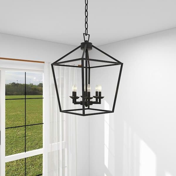 Most Up To Date 6 Light Lantern Black Cube Interior Pendant Without Shade Ljd 50336bk – The  Home Depot With Regard To Six Light Lantern Chandeliers (View 7 of 10)