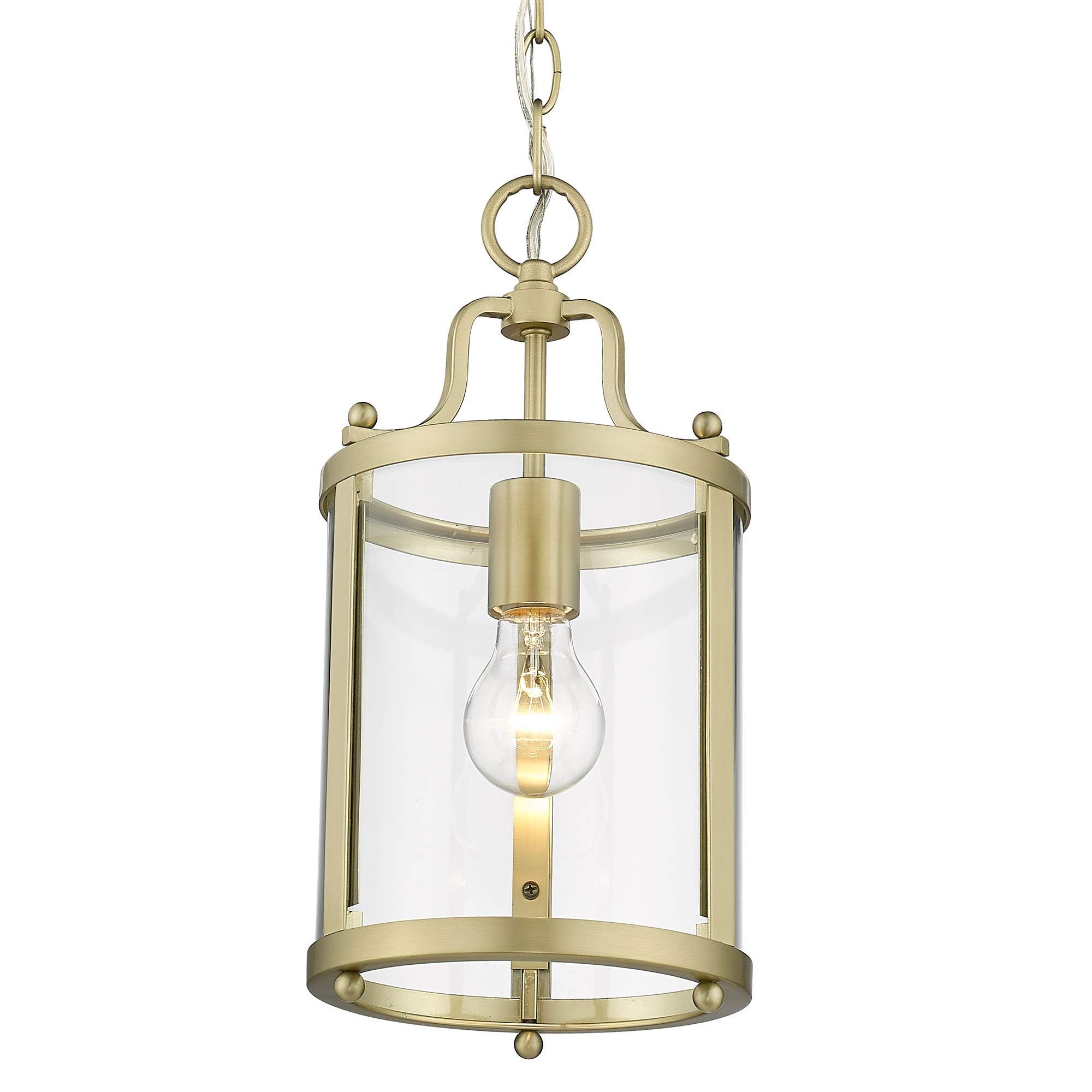 Most Up To Date Payton Mini Pendant Brushed Champagne Bronze With Clear Glass – – Amazon Pertaining To Brushed Champagne Lantern Chandeliers (View 2 of 10)