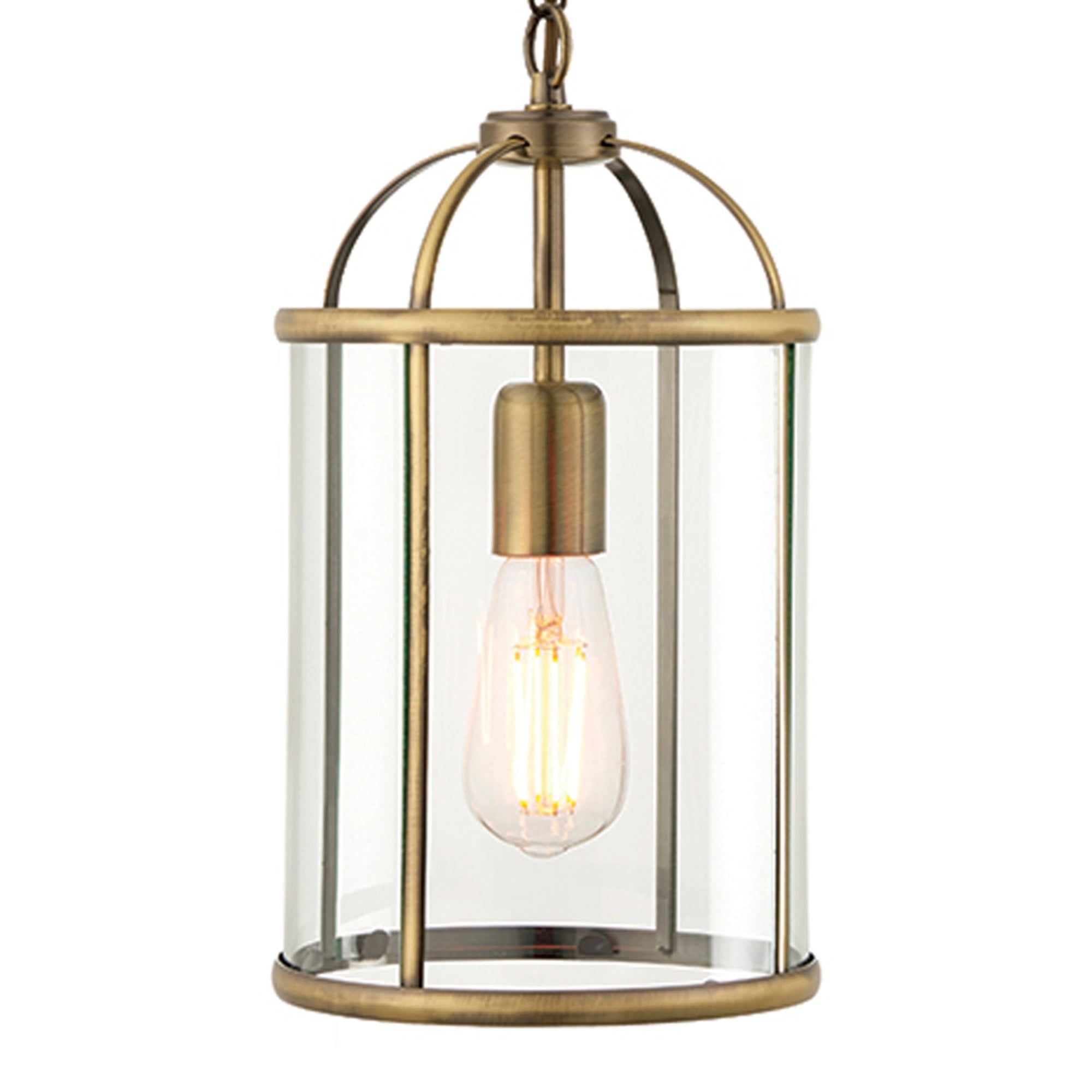 Newest Endon 69454 Lambeth 1 Light Antique Brass And Glass Lantern Pendant With Aged Brass Lantern Chandeliers (View 7 of 10)