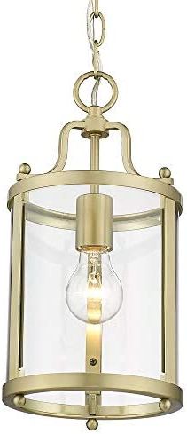 Payton Mini Pendant Brushed Champagne Bronze With Clear Glass – – Amazon For Well Known Brushed Champagne Lantern Chandeliers (View 7 of 10)