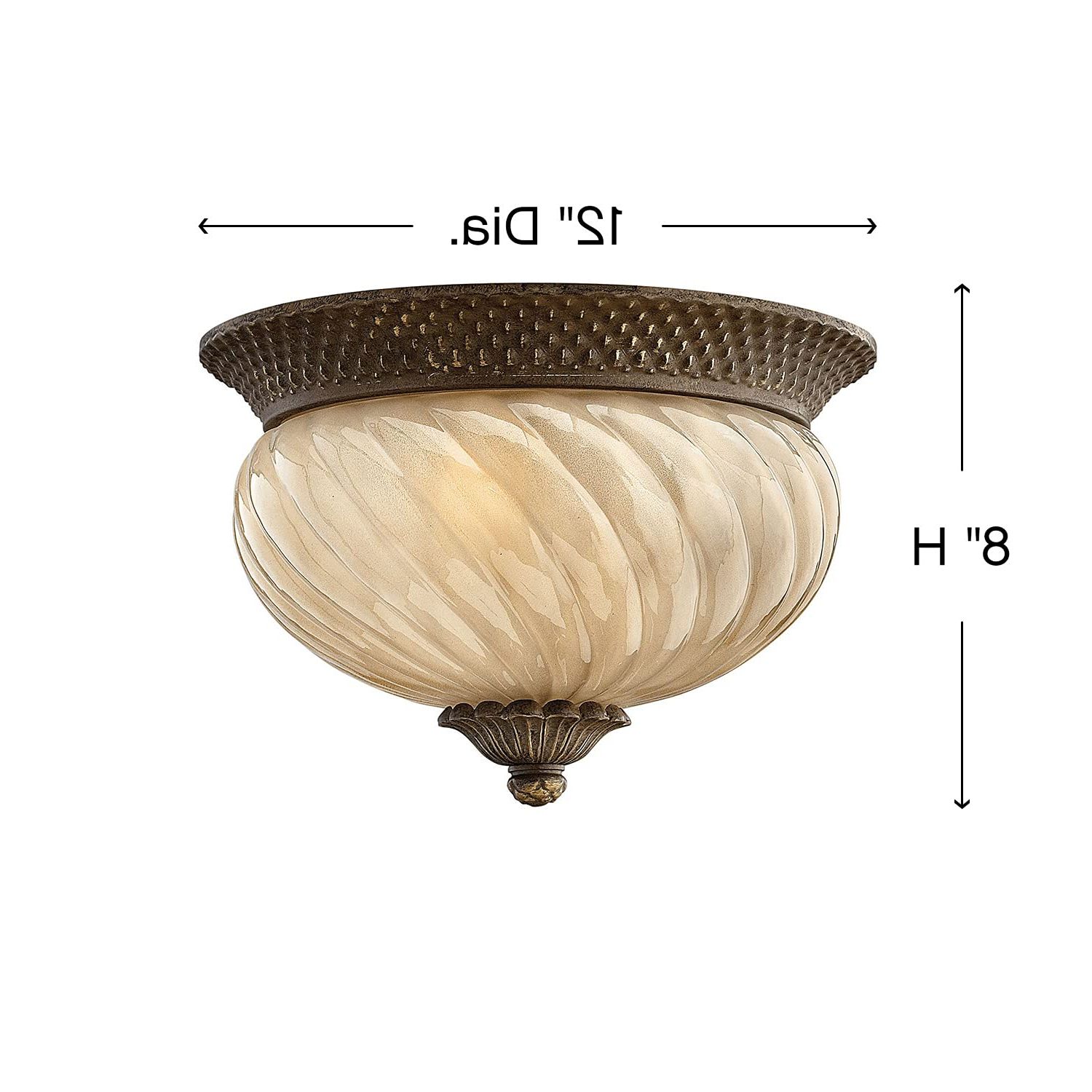 Pearl Bronze Lantern Chandeliers For Best And Newest Amazon: Hinkley Plantation Collection Two Light Outdoor Large Flush  Mount, Pearl Bronze : Everything Else (View 8 of 10)