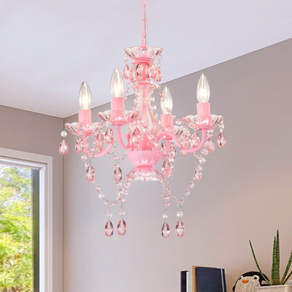 Pink Royal Cut Crystals Lantern Chandeliers For Popular Pink Ceiling Lights (View 6 of 10)