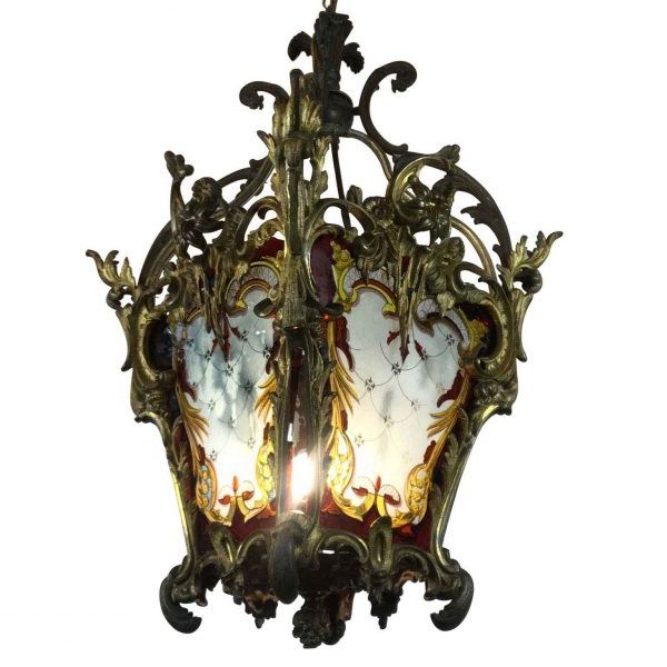 Preferred 19th Century Italian Gilt Bronze Rocaille Style Lantern With Lambrequin  Decorated Glasses With Antique Gild Lantern Chandeliers (View 10 of 10)