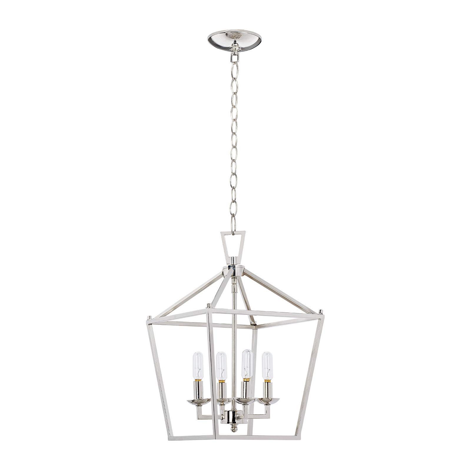 Preferred Motini 4 Light Silver Lantern Pendant Light Polished Nickel Finish Hanging  Light Fixture Geometric Chandelier With Adjustable Chain Metal Cage Pendant  Lighting For Kitchen Island Dining Room Foyer – – Amazon Intended For Deco Polished Nickel Lantern Chandeliers (View 9 of 10)