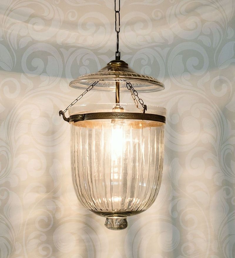 Recent Lantern Chandeliers With Transparent Glass Pertaining To Buy Transparent Glass Single Hanging Lightsfos Lighting Online –  Novelty Hanging Lights – Ceiling Lights – Lamps And Lighting – Pepperfry  Product (View 6 of 10)