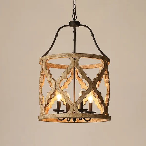 Rusty Gold Lantern Chandeliers Within Most Current Rustic Distressed Carved Wood 4 Light Lantern Chandelier In Rust Homary (View 4 of 10)
