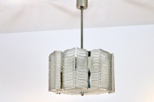 Textured Glass & Nickel Pendant From Kalmar For Sale At Pamono Within Widely Used Textured Nickel Lantern Chandeliers (View 5 of 10)