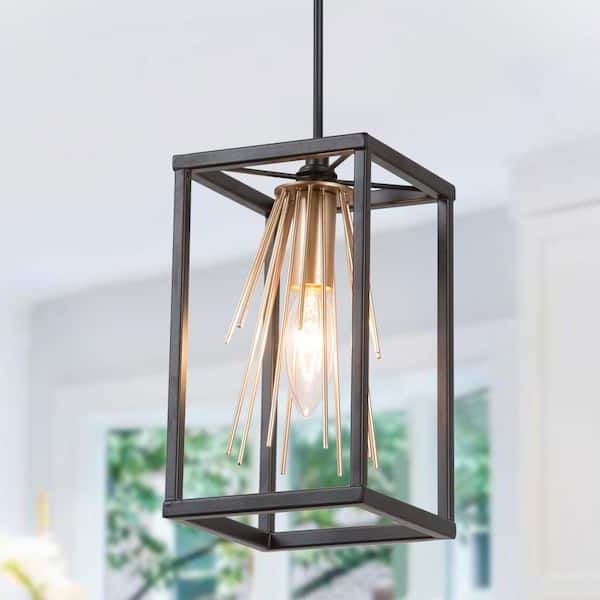 Uolfin Modern Lantern Kitchen Island Pendant Light 1 Light Black And Brass  Cage Pendant Light With Firework Shape Design T7ziqihd24083qb – The Home  Depot With Well Liked Sand Black Lantern Chandeliers (View 10 of 10)