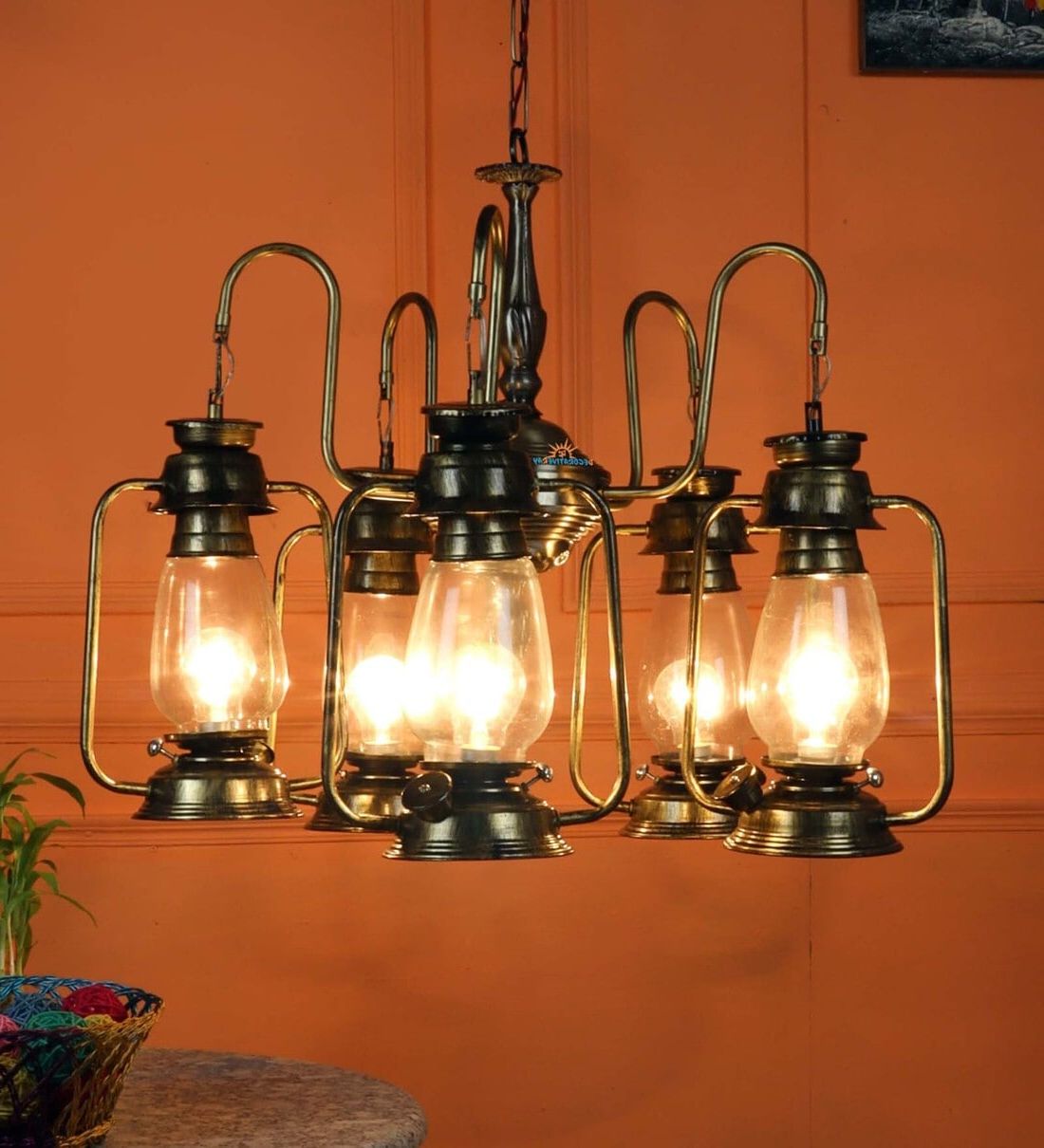 Well Known Buy Antique Lantern Chandelier In Clear Glassdecorativeray Online –  Shaded Chandeliers – Chandeliers – Lamps And Lighting – Pepperfry Product Pertaining To Lantern Chandeliers With Clear Glass (View 8 of 10)