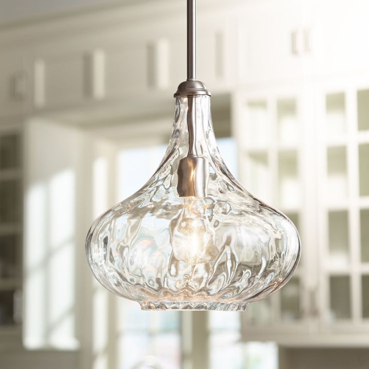 Well Known Textured Nickel Lantern Chandeliers With 360 Lighting Brushed Nickel Mini Pendant Light 11" Wide Modern Handmade  Textured Glass Fixture For Kitchen Island Dining Room – Walmart (View 1 of 10)