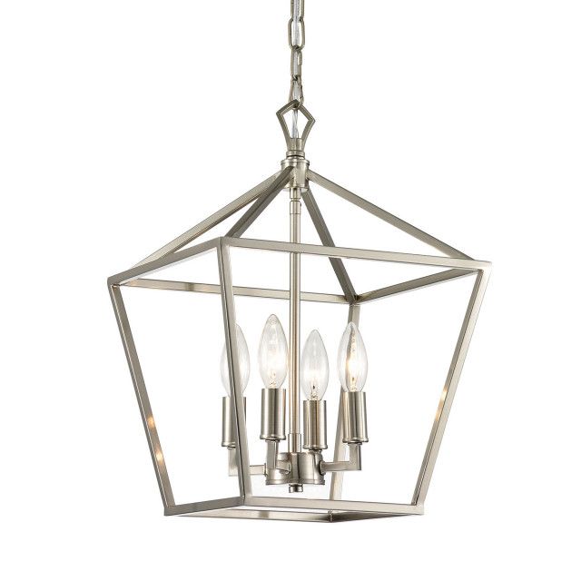 Well Liked 4 Light Brushed Nickel Lantern Pendant Chandelier 12" – Transitional –  Chandeliers  Edvivi Lighting (View 1 of 10)