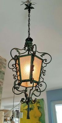 Well Liked Art Nouveau Lantern Or Pendant Lamp In Wrought Iron, France, 1900s In  Vendita Su Pamono With Forged Iron Lantern Chandeliers (View 4 of 10)