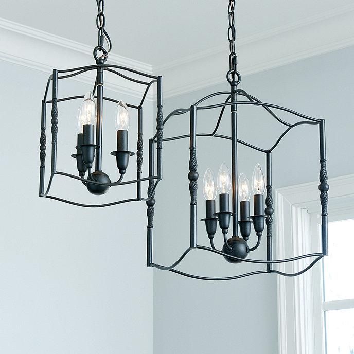 Wells Matte Black Metal Open Lantern Chandelier With Most Up To Date Blackened Iron Lantern Chandeliers (View 4 of 10)