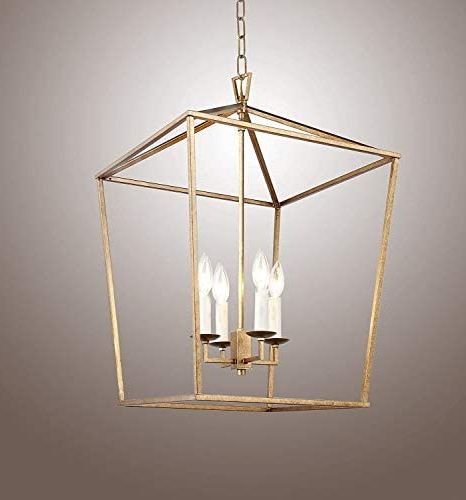 White Gold Lantern Chandeliers Within Most Up To Date Aa Warehousing 4 Light Lantern Chandelier In Gold Finish, Model Number:  Lz01a 4gf – – Amazon (View 9 of 10)