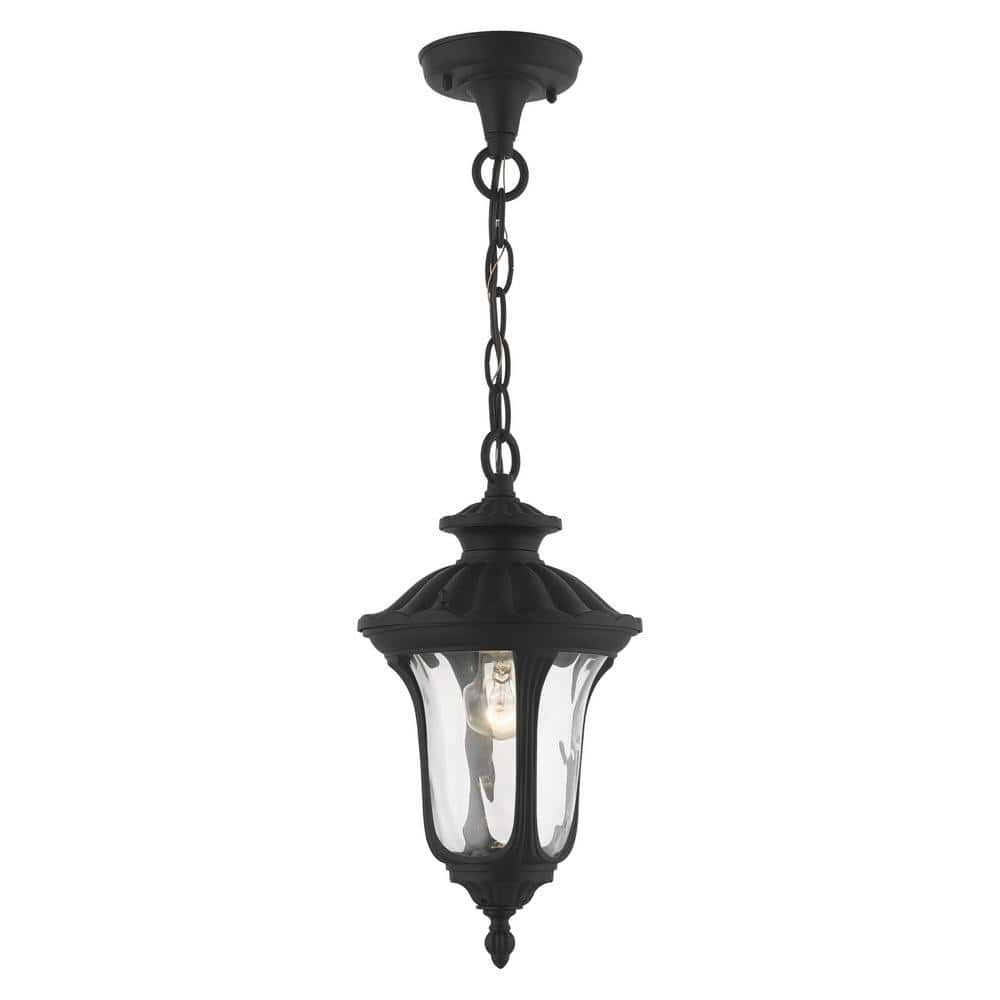 Widely Used Textured Black Lantern Chandeliers For Livex Lighting Oxford 1 Light Textured Black Outdoor Pendant Lantern  7849 14 – The Home Depot (View 6 of 10)