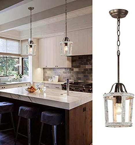 Widely Used White Distressed Lantern Chandeliers Inside Wood & Metal Chandelier ,hanging Lanterns 1 Light Distressed White Pendant  Light, Rustic Farmhouse Wooden Chandelier Retro Ceiling Light Fixture For  Kitchen Island ,foyer, Dining Room, 1x E26 Bulb – – Amazon (View 5 of 10)