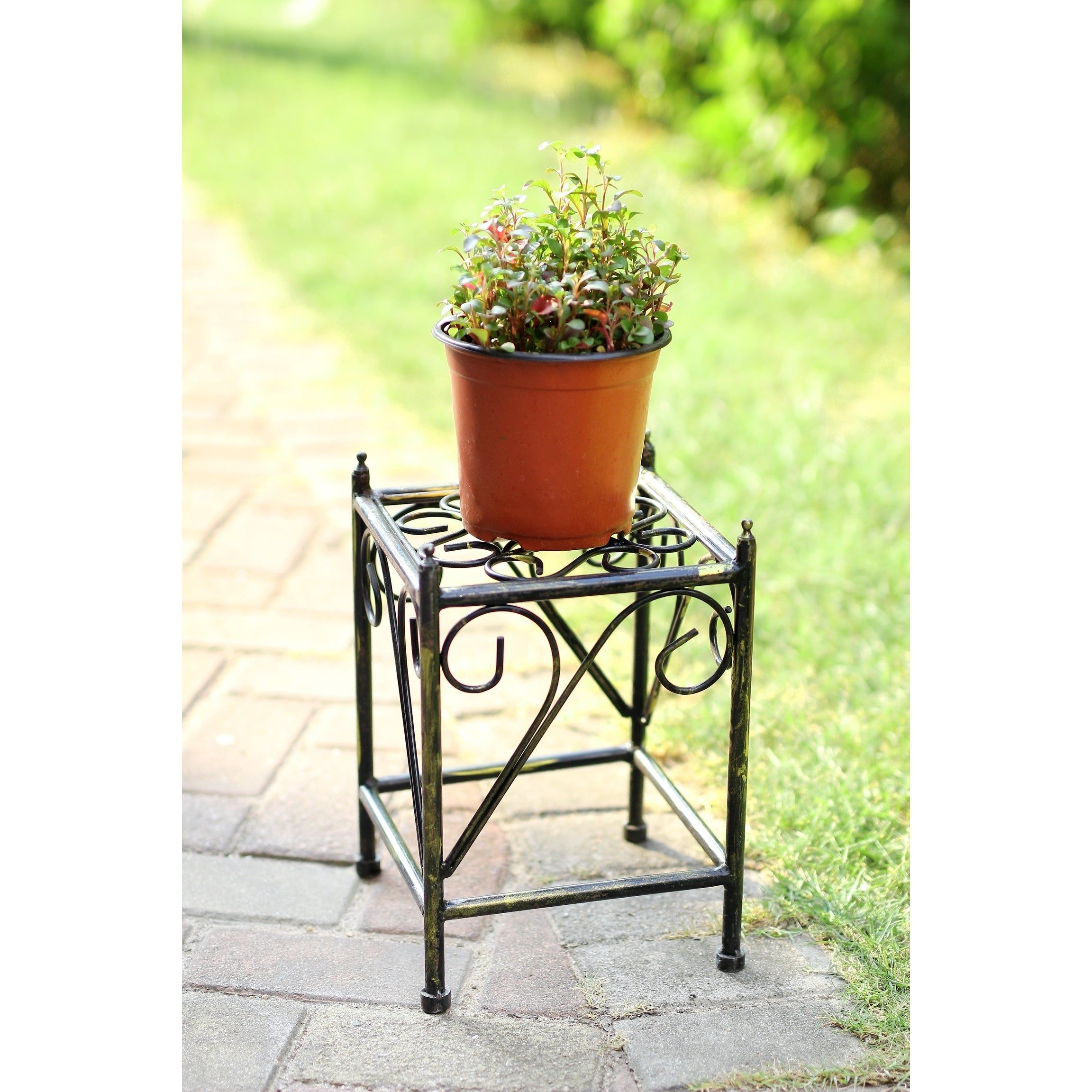 13 In Small Lattice Square Cast Iron Plant Stand – On Sale – Overstock –  18802083 Intended For Well Known Bronze Small Plant Stands (View 10 of 10)