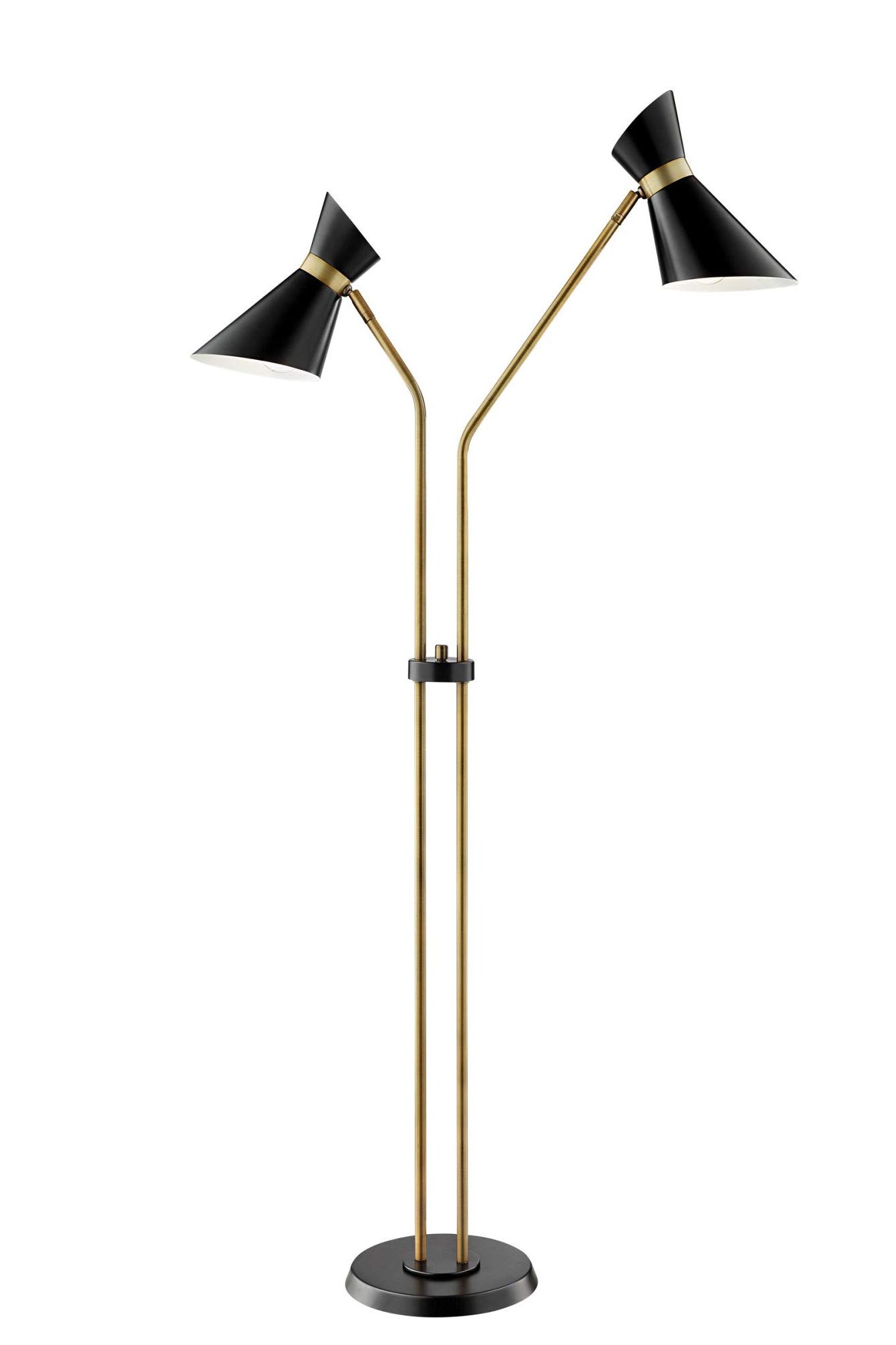2 Arm Standing Lamps Pertaining To 2020 Amazon: Lite Source Jared Black And Antique Brass 2 Arm Floor Lamp :  Tools & Home Improvement (View 3 of 10)