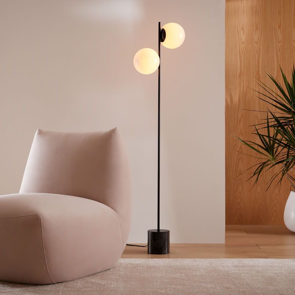 2 Light Standing Lamps Intended For Fashionable Sphere & Stem 2 Light Floor Lamp (View 1 of 10)