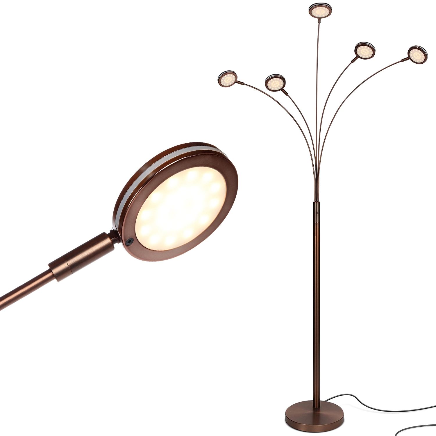 2019 Brightech 74 In Oil Brushed Bronze Multi Head Floor Lamp In The Floor Lamps  Department At Lowes With Regard To 74 Inch Standing Lamps (View 9 of 10)