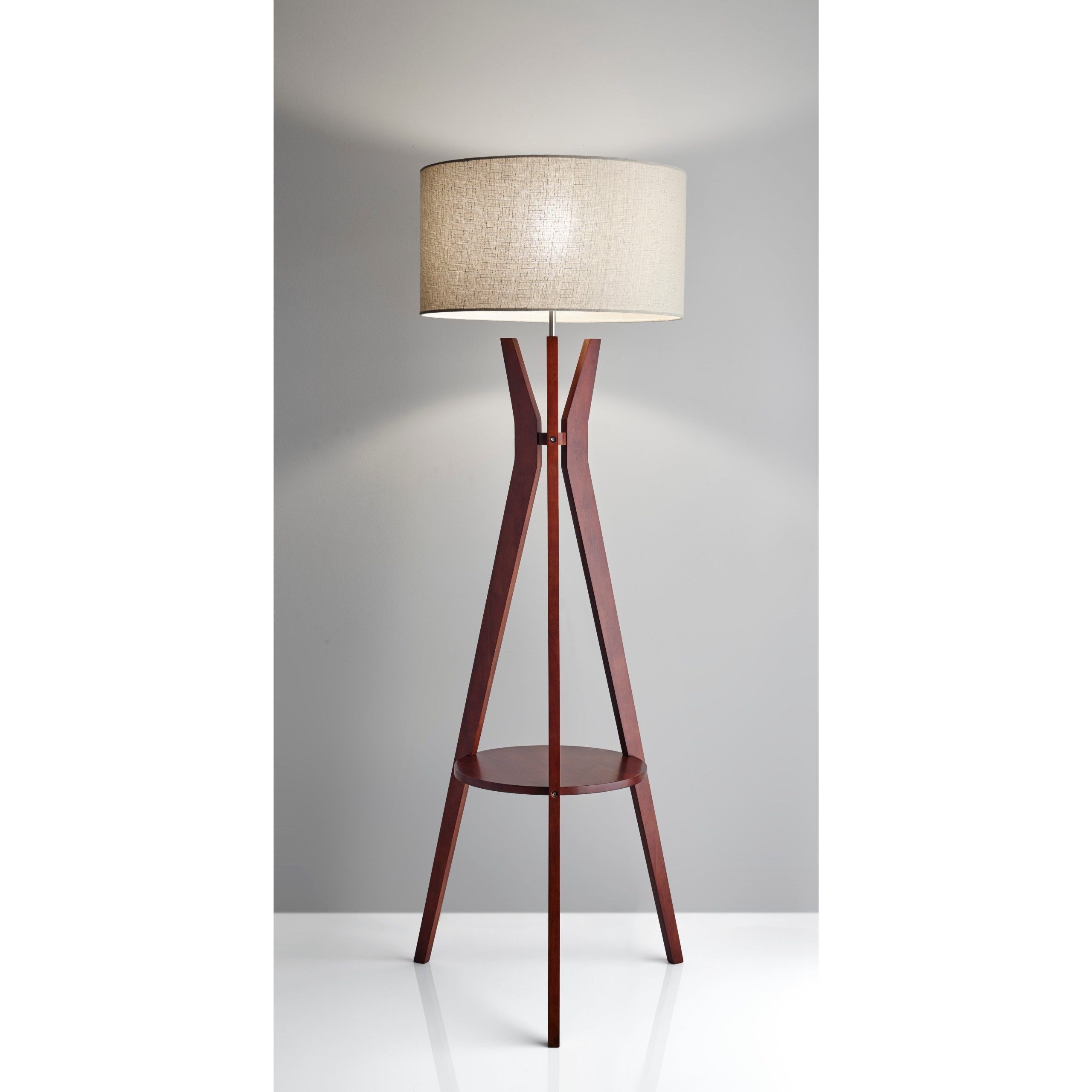 2020 Adesso Bedford Solid Walnut Wood Tripod Shelf Floor Lamp – On Sale –  Overstock – 23034049 With Walnut Standing Lamps (View 5 of 10)