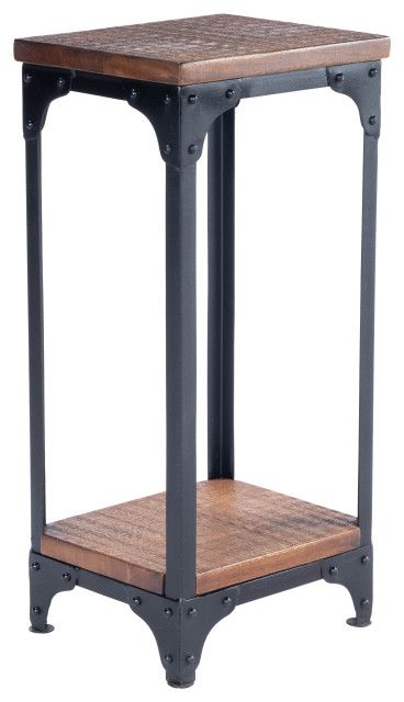 2020 Butler Gandolph Wood And Iron Pedestal Stand – Industrial – Plant Stands  And Telephone Tables  Gwg Outlet (View 8 of 10)