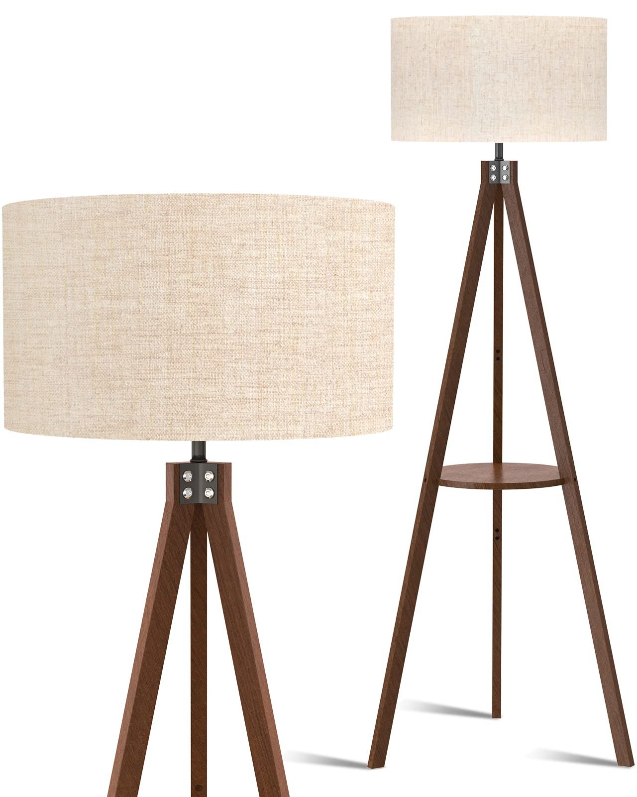 2020 Lepower Tripod Floor Lamp, Mid Century Standing Lamp With Shelf, Modern  Design Wood Floor Lamps For Within Tripod Standing Lamps (View 6 of 10)