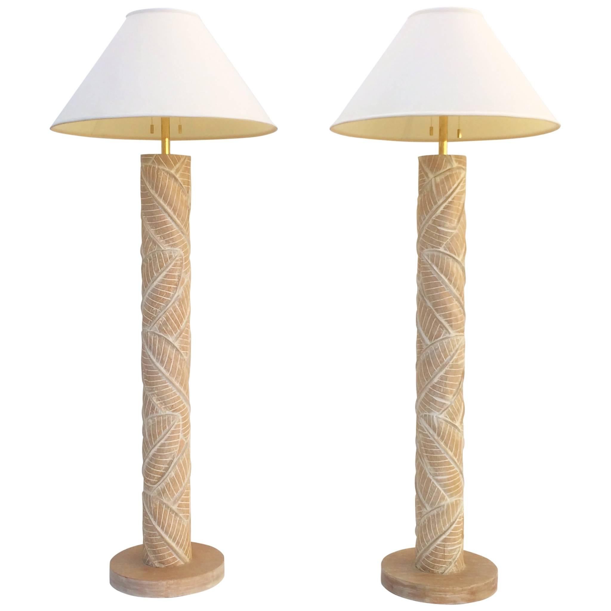 2020 Pair Of Carved Wood Floor Lamps For Sale At 1stdibs With Carved Pattern Standing Lamps (View 1 of 10)