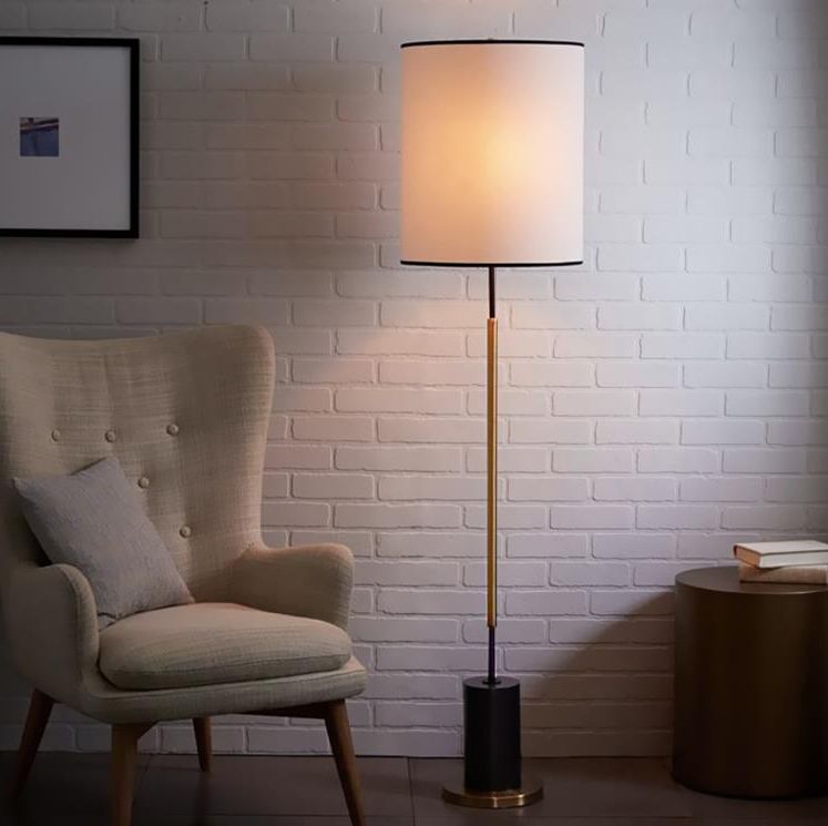 2020 Textured Linen Standing Lamps Regarding Wacuman Mid Century Modern Textured Fabric Shade Floor Lamp – Light Atelier (View 5 of 10)