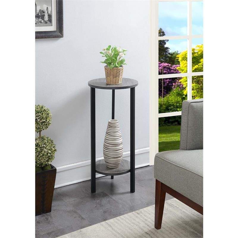 31 Inch Plant Stands Inside Popular Convenience Concepts Graystone 31 Inch 2 Tier Plant Stand, Weathered  Gray/black – Walmart (View 7 of 10)