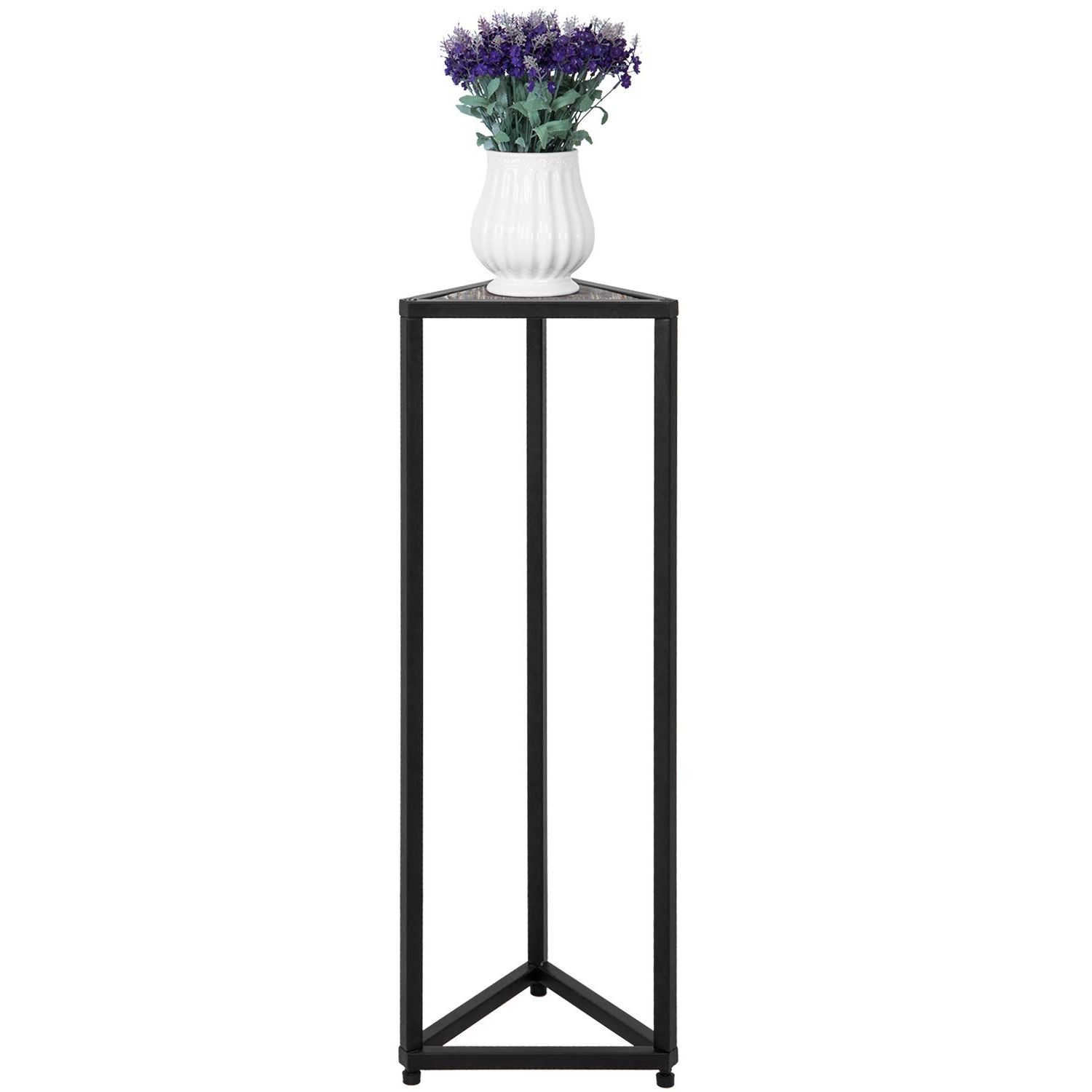 36 Inch Plant Stands With Regard To Most Recently Released Mygift 36 Inch Triangular Plant Stand – Modern Torched Wood And Black Metal  Frame Flower Rack Potted Plant Pedestal Holder, Rustic Farmhouse Corner  Accent Table (View 2 of 10)