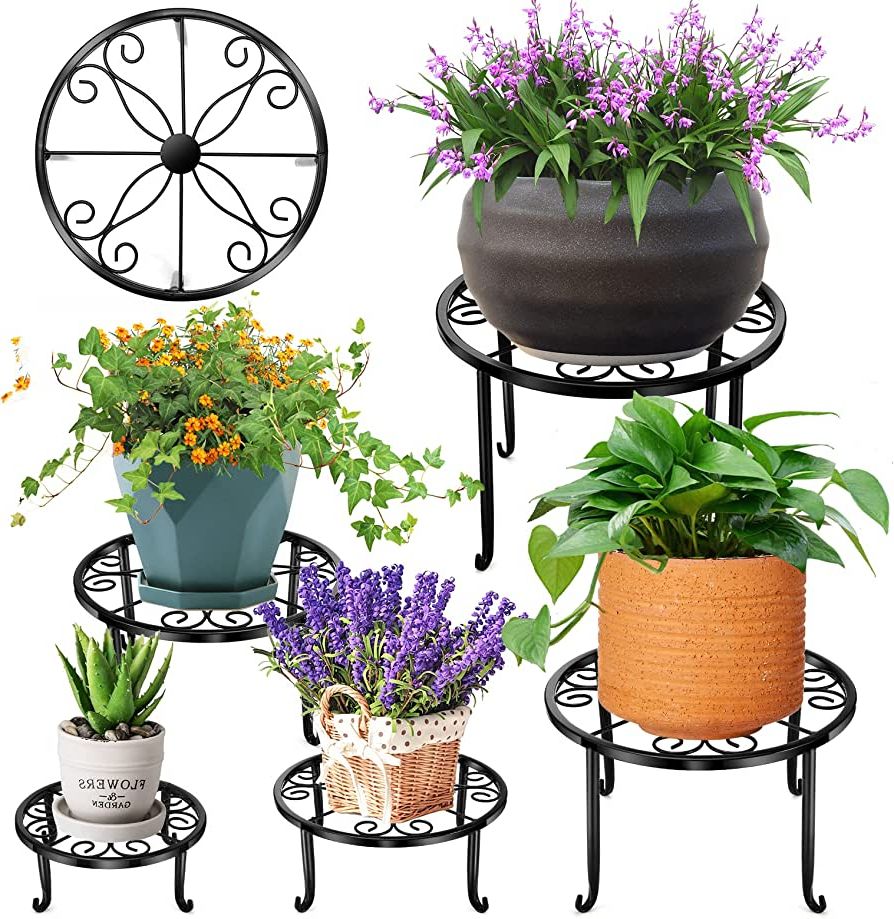 5 Pack Metal Plant Stand For Outdoor Indoor Plants, Heavy Duty Flower Pot  Stands For Multiple Plant, Rustproof Iron Round Plant Shelf For Planter,  Potted Plant Holder For Garden Home (black) For Famous Plant Stands With Flower Bowl (View 8 of 10)