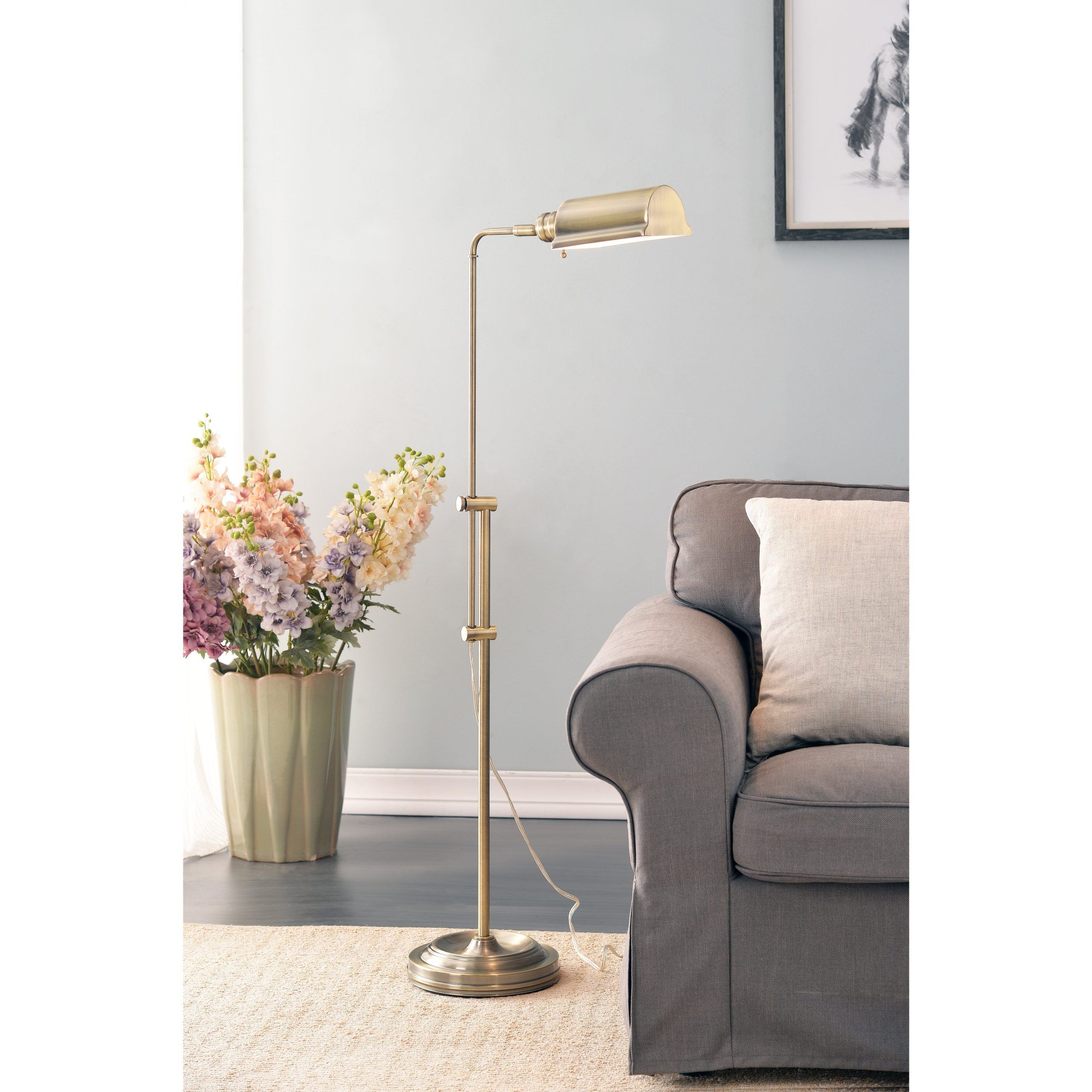 50 Inch Standing Lamps With Most Current Lois Antique Brass Floor Lamp – Overstock –  (View 10 of 10)