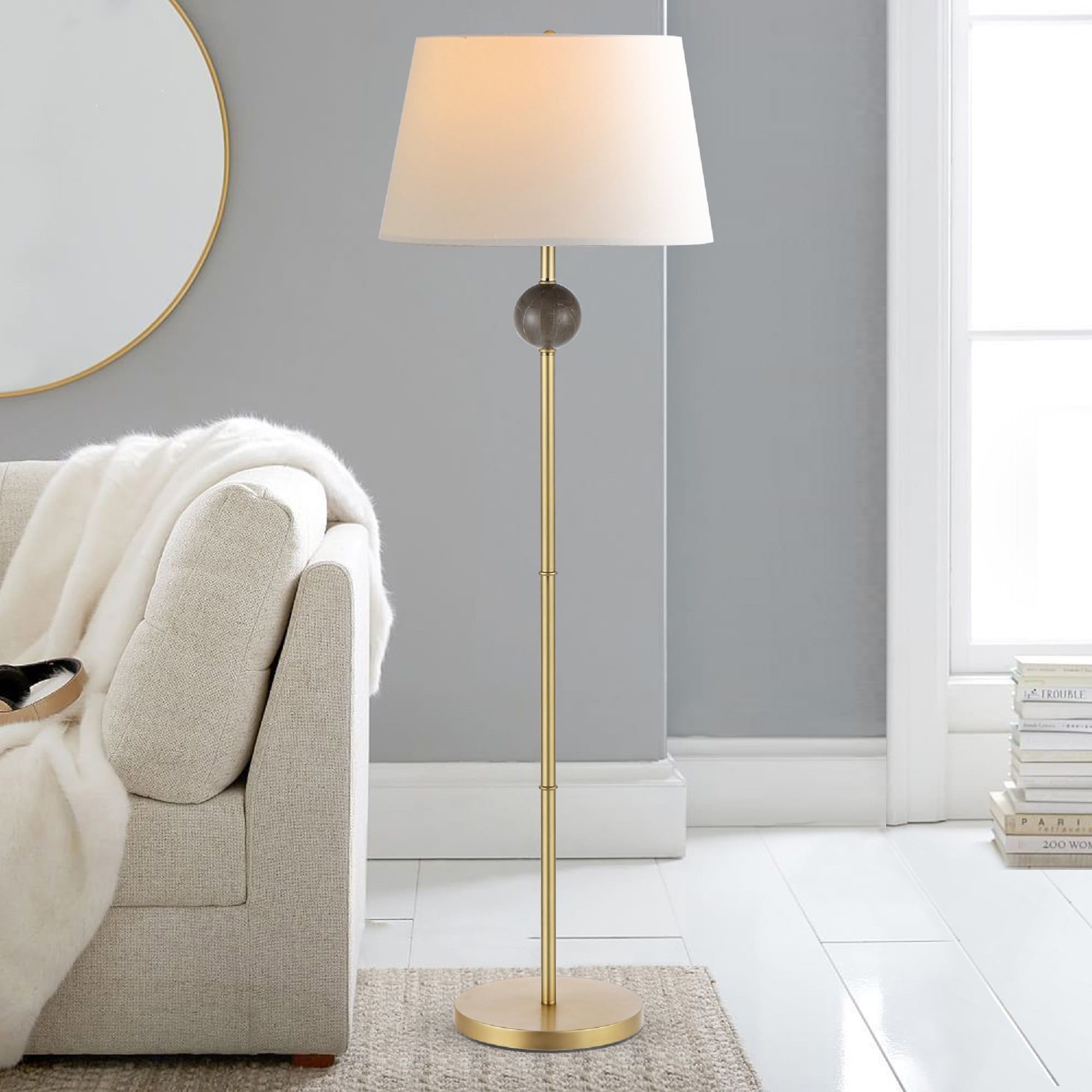 58 Inch Standing Lamps Regarding Recent Modern 58 Inch Rustic Floor Lamp With White Fabric Shade – On Sale –  Overstock –  (View 3 of 10)