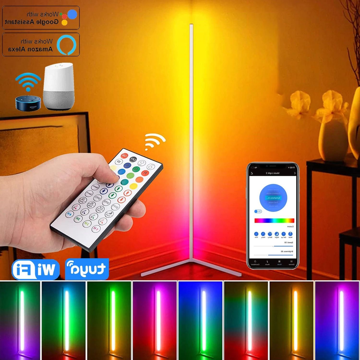 59 Inch Standing Lamps Within Trendy 59 Inch Corner Floor Lamp Dimmable App Control Standing Lamps Remote Led  Rgb Light For Bedroom Decor Living Room Indoor Lighting – Floor Lamps –  Aliexpress (View 10 of 10)