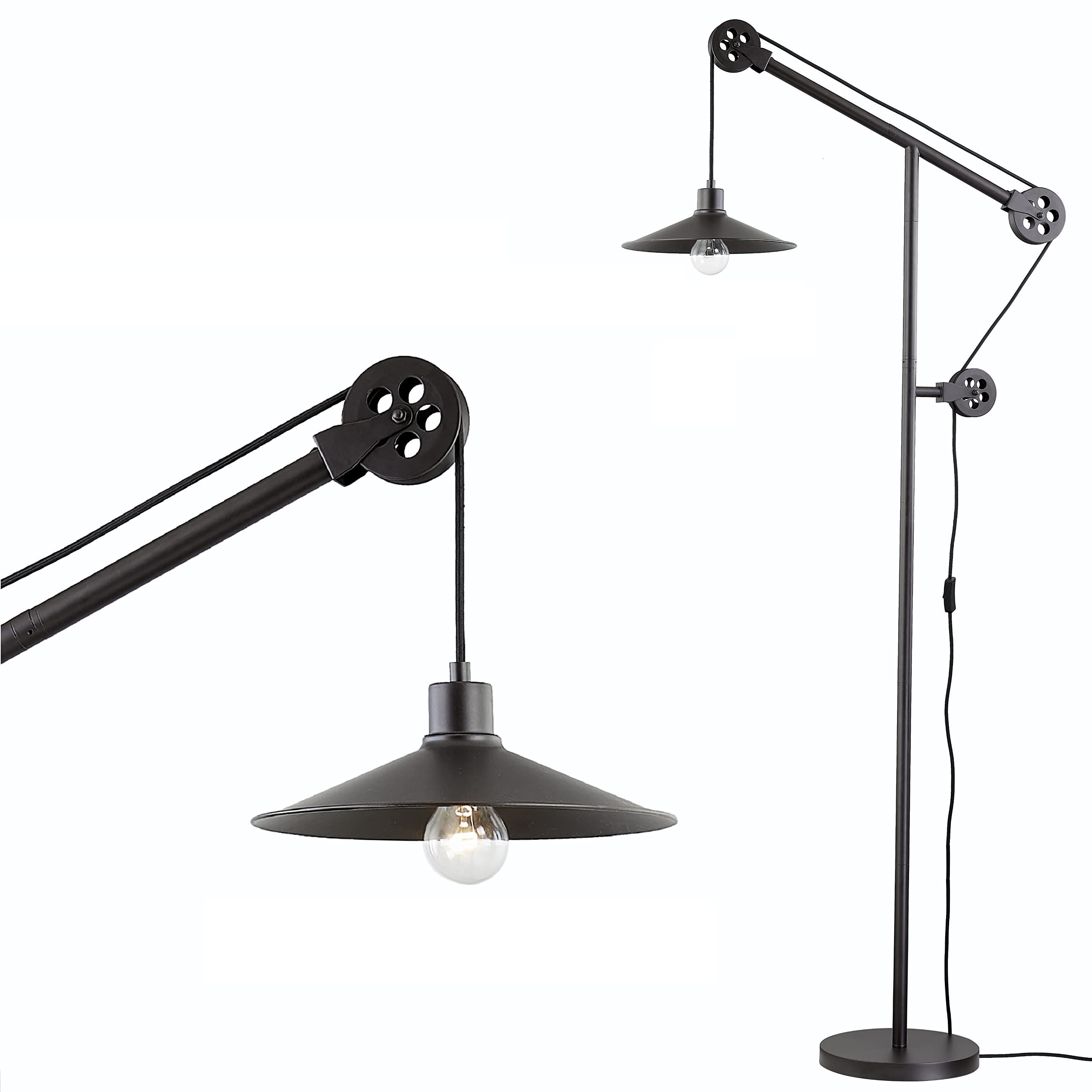 70 Inch Standing Lamps Inside Newest Pulley System Floor Lamp With Metal Shade, Adjustable Industrial Floor Lamps  For Living Room Rustic Modern Farmhouse Task Lamp, Vintage Tall Standing  Lamp For Bedroom Office,70 Inch Blackened Bronze – – Amazon (View 3 of 10)
